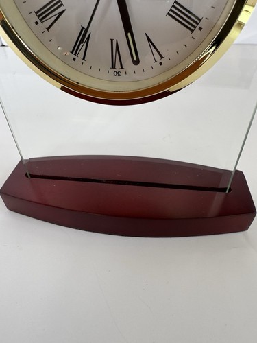 Howard Miller Desk Or Shelf Clock Set In Beveled Glass Quartz Movement w Alarm - Picture 11 of 15