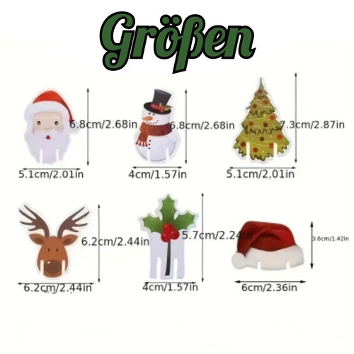 Mini Weihnachtsmützen Kleine Weihnachtsmotive für Gläser Weihnachten Tischdeko - Bild 5 von 10
