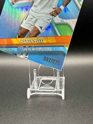 2025 Topps Finest UEFA Soccer #11 Rodrygo Sky Blue 097/275 - Picture 2 of 3
