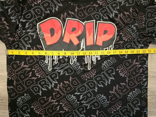 Launder DRIP Shirt Mens XL Black Red All Over Print Short Sleeve Tee Crew Neck - Picture 5 of 14