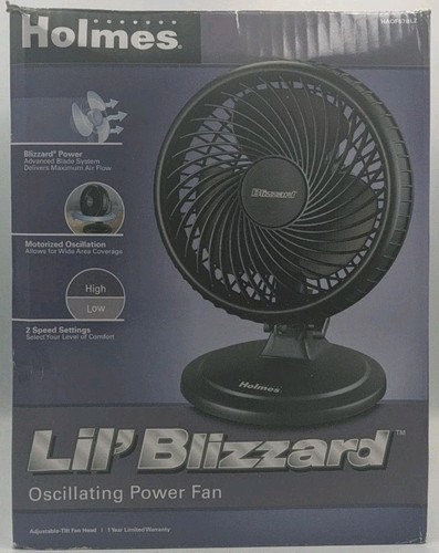 Holmes Lil Blizzard Electric Fan HAOF87BLZ Oscillating 2 Speed Compact Stylish