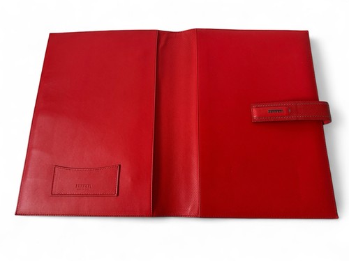 FERRARI RED LEATHER NOTEPAD PORTFOLIO A4 ORGANIZER | DOCUMENT POUCH | ACCESSORY - Picture 2 of 8