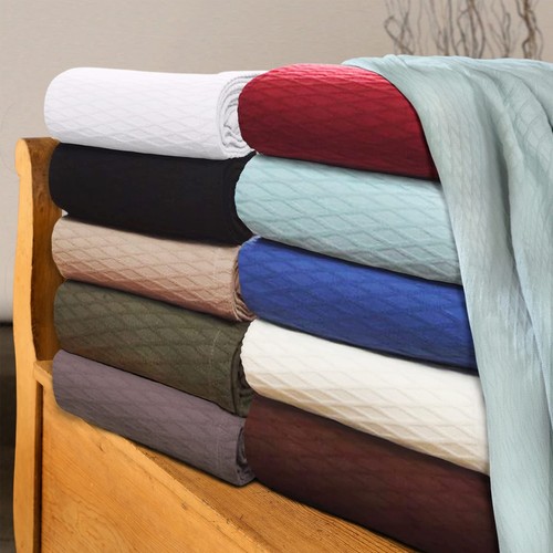 Diamond Weave All-Season Cotton Blanket, Cover for Home, Couch, Bed, Soft, Wa... - Picture 6 of 7