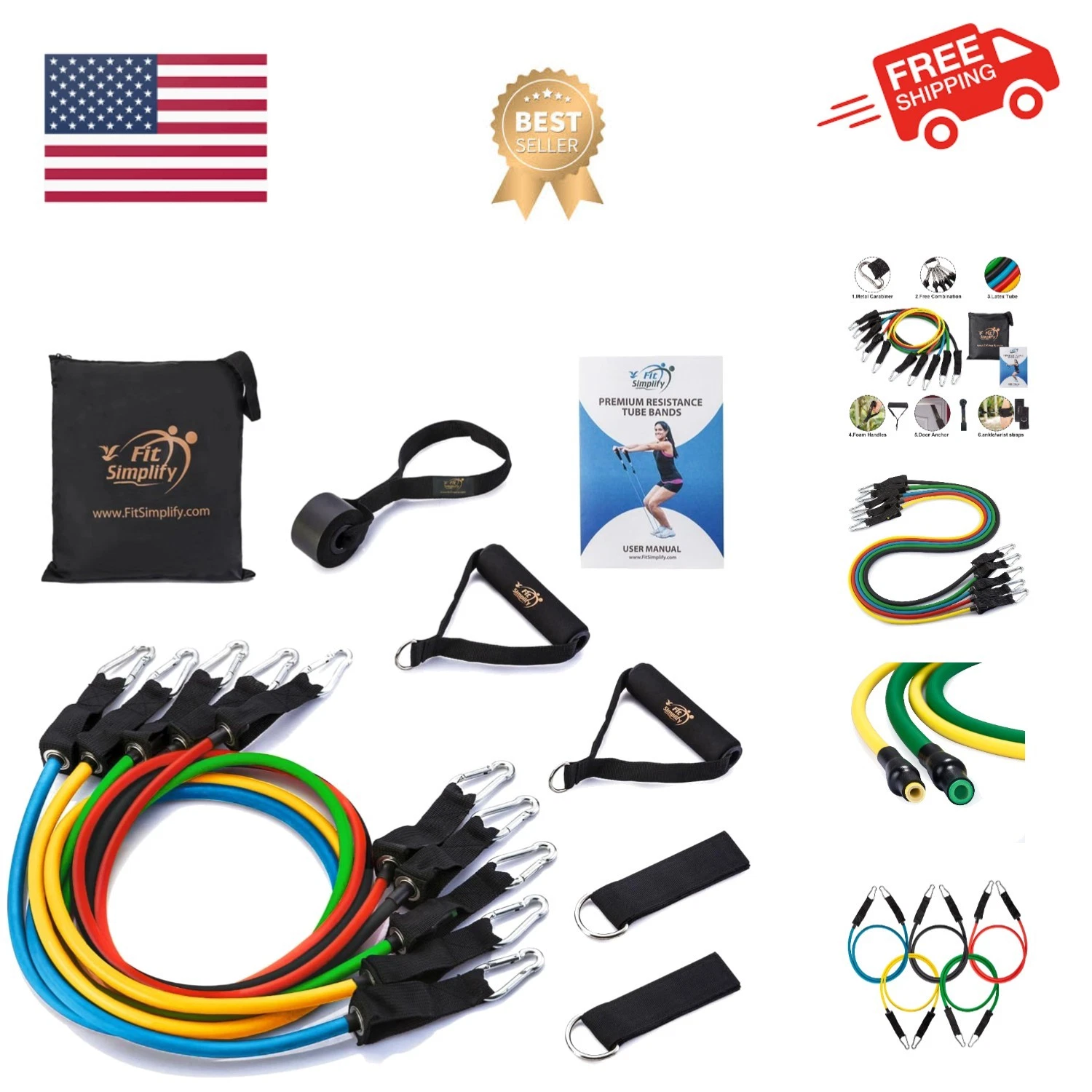 Resistance Tube Bands 12 Piece Set with Instruction Booklet