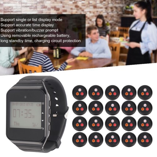 Watch Pager 20 Call Buttons Lcd Display Rechargeable Wireless Watch Callin IDM - Zdjęcie 12 z 12