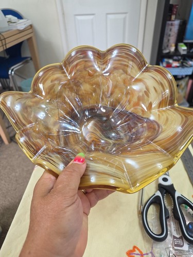 Very Large Vintage Murano ? Glass Pedestal Bowl (PINK) - Picture 2 of 6