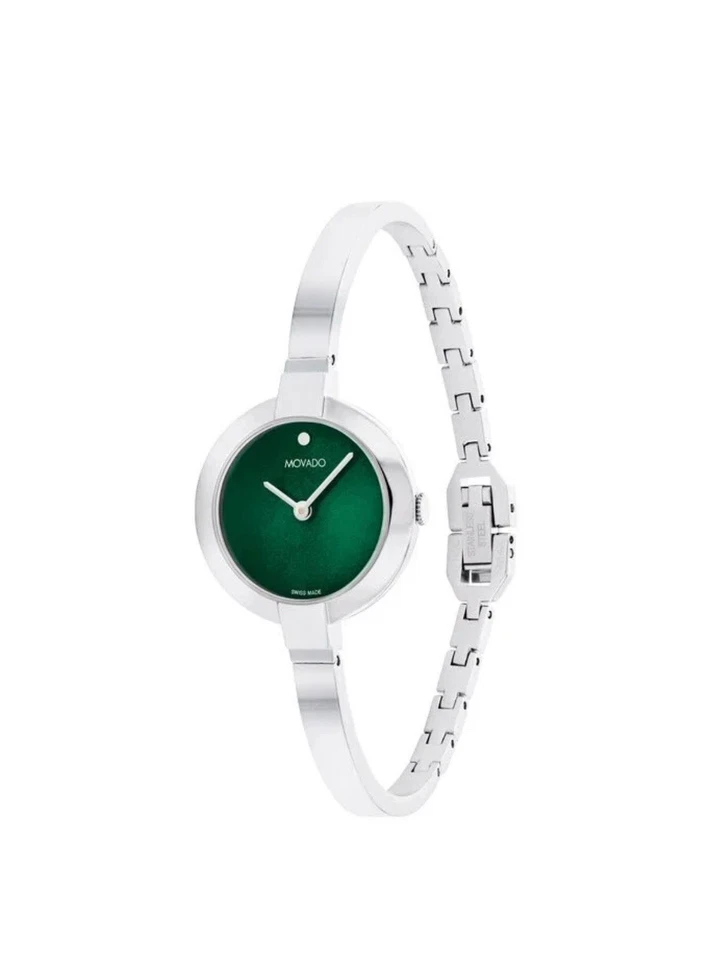Brand New Movado Ela Women’s Stainless Steel Green Dial Bangle Watch 0607728 - image 2 of 4