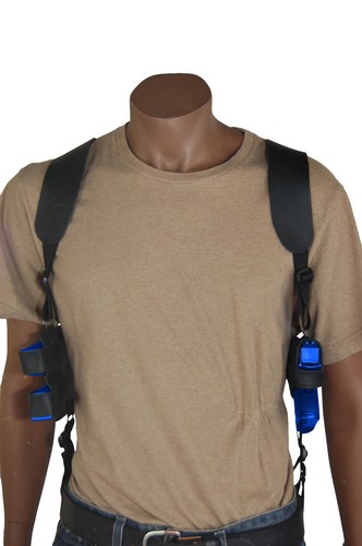 Barsony Black Leather Shoulder Holster w/ Mag Pouch Sig Stoeger Comp 9mm 40 45 - Picture 2 of 9