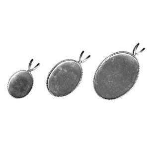 2 silver setting oval pendant frames trays 18 x 13 mm cabochons make jewellery