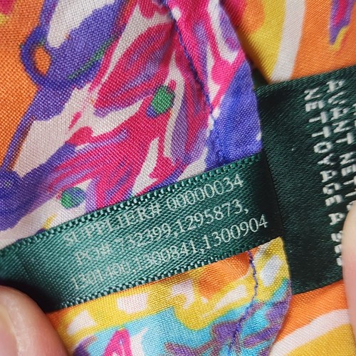 Top Ralph Lauren donna medio paisley viola rosa arancione manica a campana seta boho - Foto 13 di 17