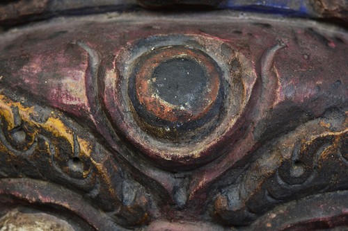 19th Century, Antique Tibetan Wooden Buddhist Mahakala Mask - Picture 5 of 12