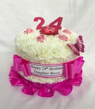 Artificial Silk Flower Birthday Cake Memorial Wreath Anniversary Funeral Tribute