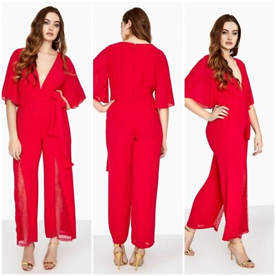 ref whr36 Little Mistress lace cape jumpsuit uk size 24 red ref whr36 Little Mistress lace cape jumpsuit uk size 24 red