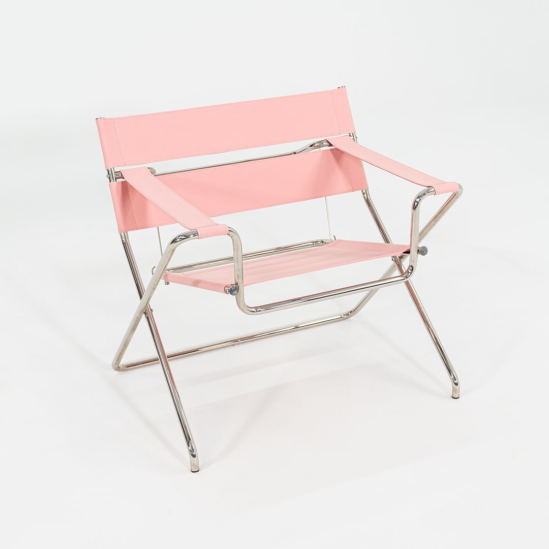 2023 Marcel Breuer Tecta D4 Bauhaus Folding Lounge Chair Pink Fabric Chrome