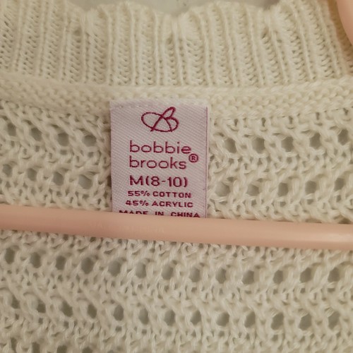 Bobbie Brooks Sweater Womens M Medium 8-10 Shrug Ivory Open Knit Short Sleeve - Picture 4 of 4