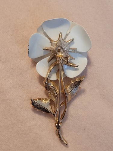 Vintage Brosche Avon weiß emailliert Blume - Bild 2 von 6