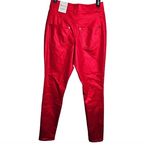 INC Denim Damen glänzend rot Denim Stretchhose dünn hoch mit Etikett Größe 4/27 - Bild 12 von 12