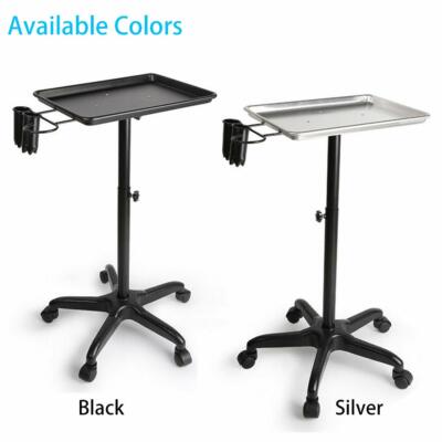 Salon Trolley Aluminum Trolley Hair Instrument Tray Caddy Black / Silver US Top