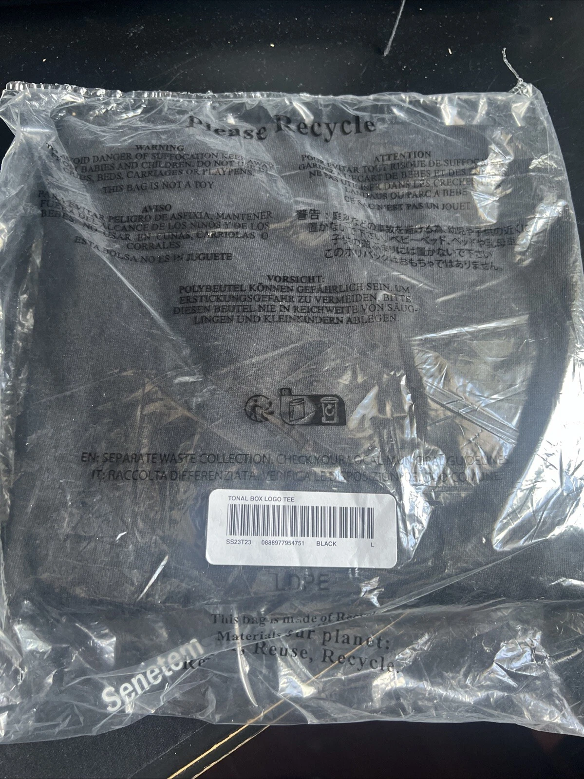 Tee shirt noir Supreme Tonal Box logo grand L SS23 neuf