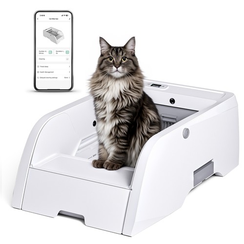Automatic Self Cleaning Cat Litter Box Open Design WIFI APP Control Anti Pinch - Picture 9 of 12
