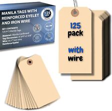 - 125 Pcs Hang Tags with Reinforced Eyelet Pre-Attached Wire Cardboard for La...