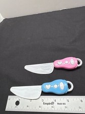 Childrens Safety Play Knife Set Pink  Blue Handles Plastic Replacement Toy