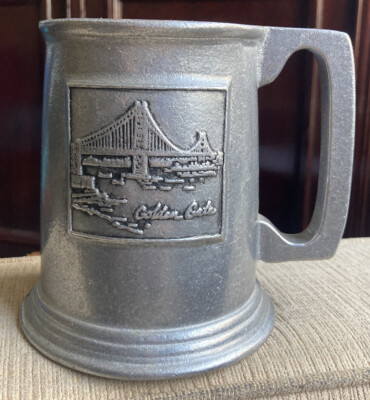 RARE Vintage Golden Gate RWP Wilton-Columbia PA USA Pewter Stein Cup Mug EUC!