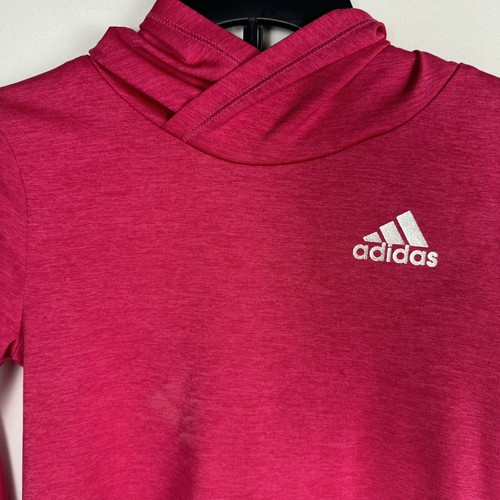 Adidas size 6 Youth Girls Long Sleeve Hoodie Pink Pullover L Shirt Top - Picture 2 of 9