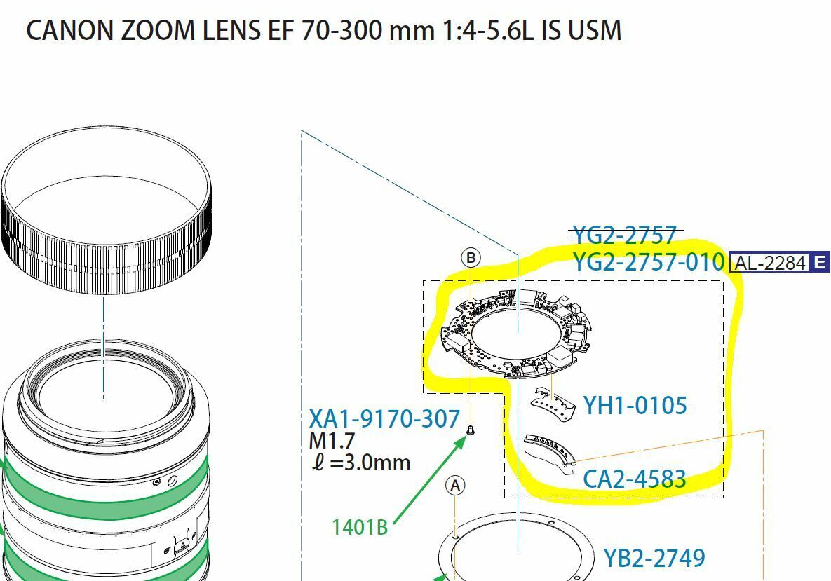 Canon EF 70-300mm F/4.0-5.6 L IS USM Lens - Main PCB Parts Canon EF 70-300mm F/4.0-5.6 L IS USM Lens - Main PCB Parts