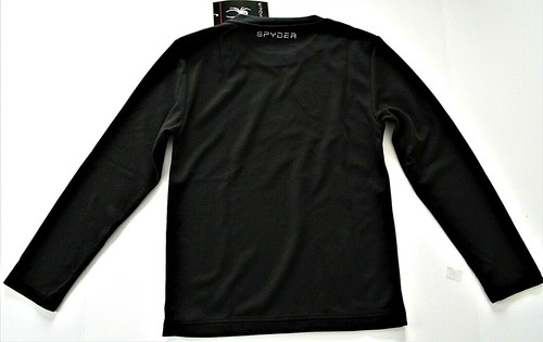 Boys' Spyder Embossed Waffle Knit Polyester Thermal Long Sleeve Shirt Black NWT - Picture 2 of 6