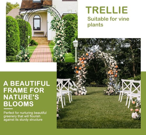 7FT Garden Arch Arbor, Heavy Duty Metal Archway, Decorative Frame Stand Trellis - Picture 4 of 9