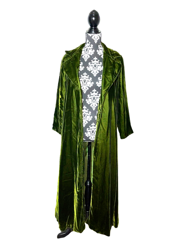 Dress & Maxi Overcoat Sz 6/8 Green Velvet Medieval Witchy Costume Fairy Goth - Picture 20 of 24