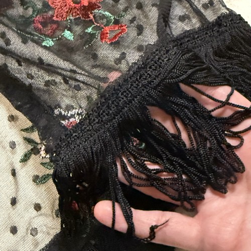 Sheer Open Front Kimono Duster Cardigan Beach Cover Up Fringe Floral Lagen Small - Foto 12 di 12