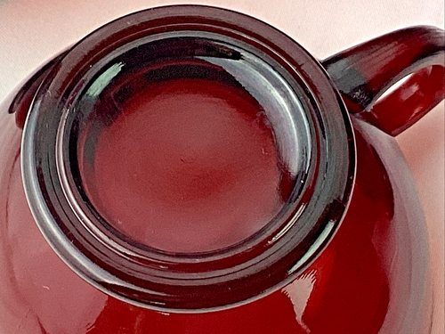 Ruby Red Vintage Glass Punch Bowl Set with 16 Cups + Double Handle Cup MCM - Picture 10 of 19