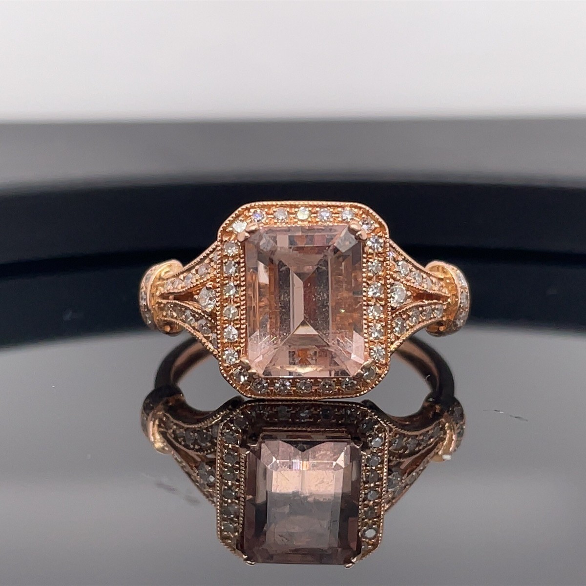 Effy 14K Rose Gold Morganite Diamond Ring 2300 Retail eBay