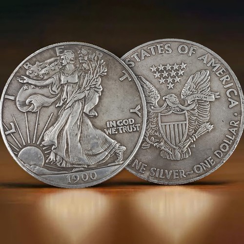 2 Stück 1900 Walking Liberty One Dollar Münzen US Mint Münze Antik U.S. Silbermünze - Bild 6 von 11