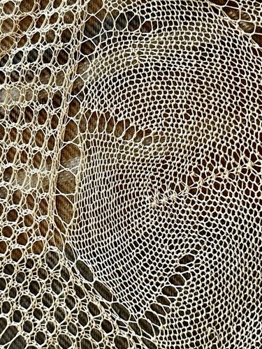 RARE French Antique Knitted Table Doily 30” Round Handmade Geometrical design - Picture 6 of 8