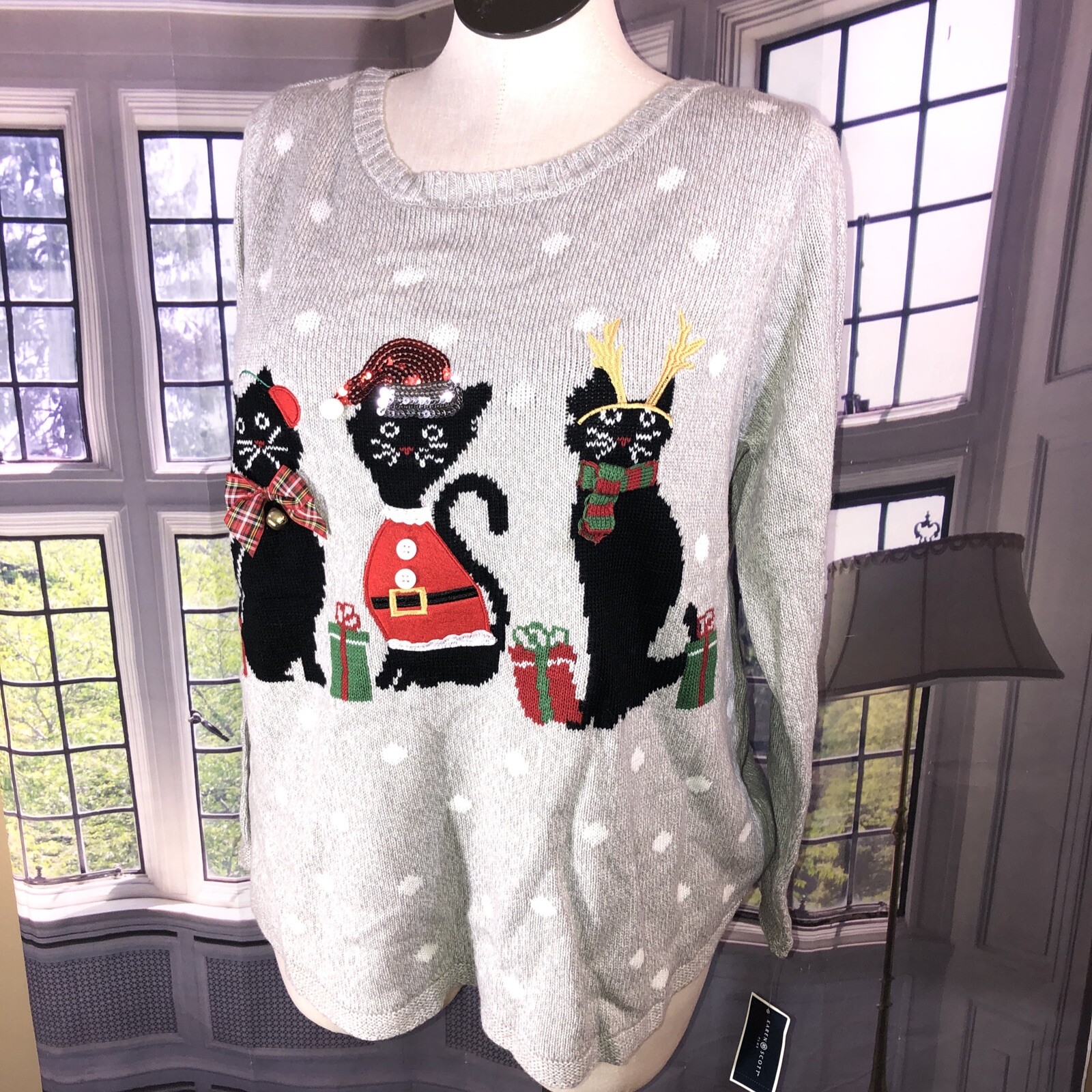 Karen Scott NWT 1X Christmas Cat 