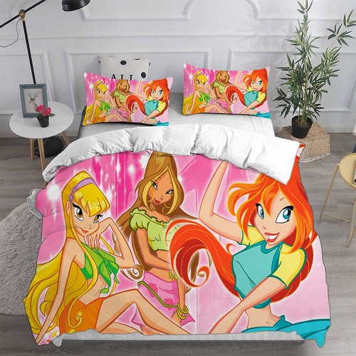 Cosplay Winx Club Bloom Stella Flora 3D Duvet Cover Bedding Set Pillowcase Quilt - Picture 31 of 37