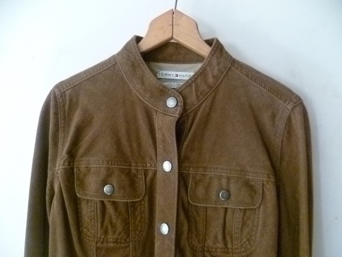 Tommy Hilfiger Women Rider Corduroy Logo Silver Snaps Button Jackets Brown SZ L  - Picture 3 of 8