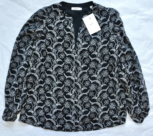 A.L.C. NEU MIT ETIKETT $ 325 ADARA BEDRUCKTE BLUSE BAUMWOLLE/SEIDE GEFÜTTERT SCHWARZ/WEISS. Gr. 2 (S) - Bild 8 von 11