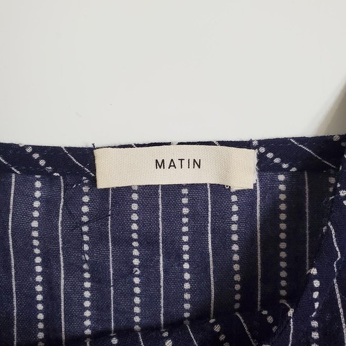 MATIN Studio Womens Ravello Maxi Dress 6 Straps Navy Blue Striped Cotton - Picture 7 of 11
