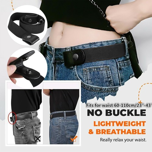 5x Buckle-free Invisible Elastic Waist Belts For Jeans No Bulge Hassle Men Women - Picture 2 of 12