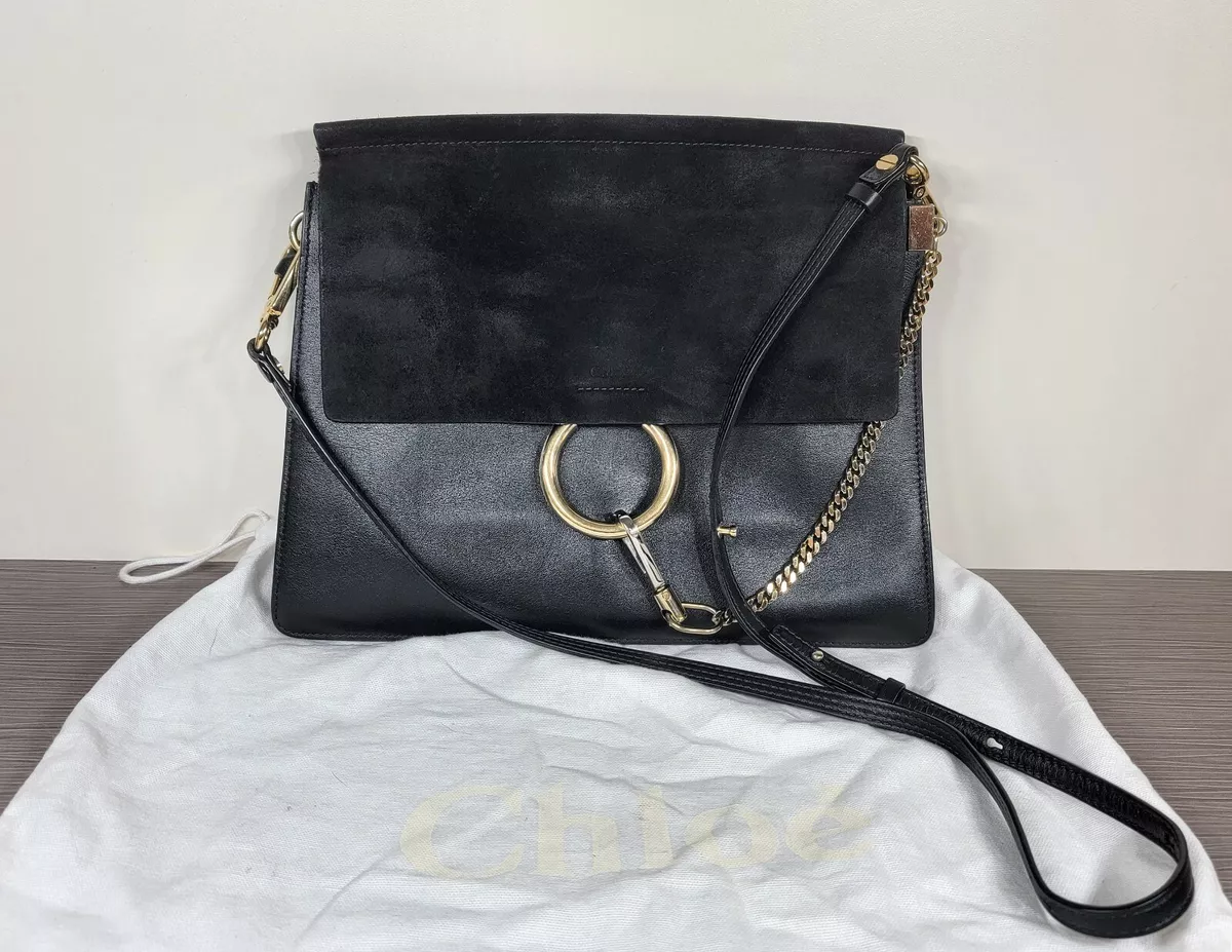 Chloe Black Leather and Suede Mini Faye Crossbody Bag Chloe