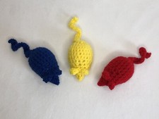 Handmade Crochet Catnip Mouse Cat Toys Primary Colors Set of 3