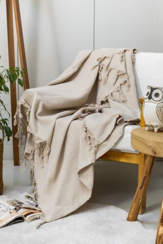 Milam London 100% Cotton Throw Blanket for Sofas Beds Settees Couches Bedspreads - Picture 21 of 58