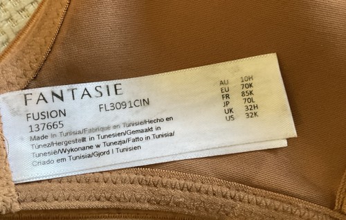 FANTASIE FL3091 RIBBED LACE 32K UW SIDE SUPPORT BRA BROWN SUGAR! - Picture 14 of 14