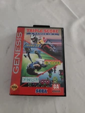 Sega Genesis Triple Score 3 Games in 1 Video Game 1993 w/ Manual & Box