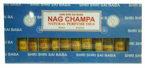 Shri Sai Baba NagChampa Olio Profumato Naturale Set 12 Bottiglie 3ML Ciascuna Analcolica - Foto 7 di 9