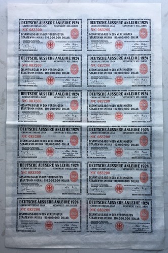 1924 German External Loan Insurance Certificate Series Bond 1000 Imperial Mark - Picture 2 of 8